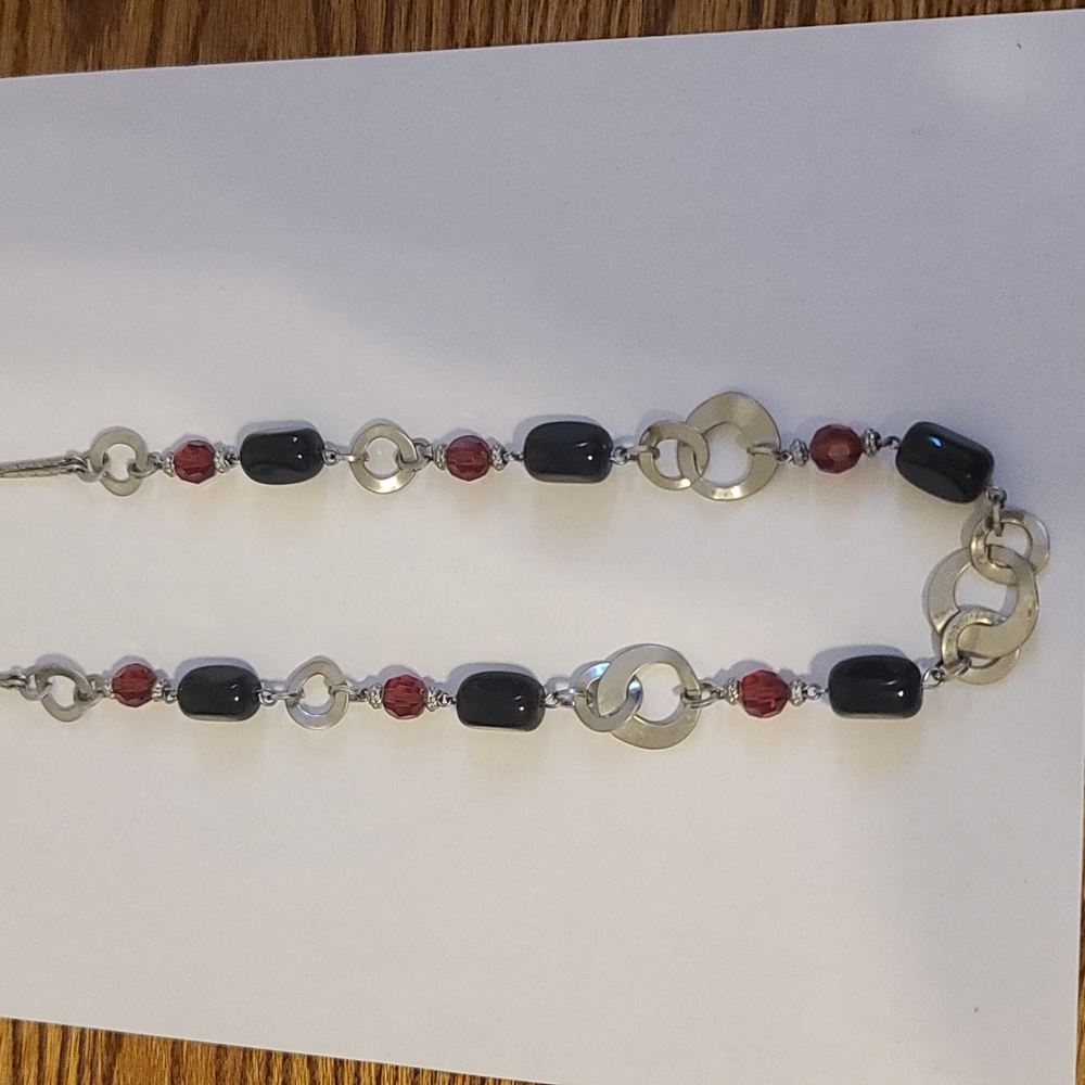 Lia Sophia Red and Black Gems Necklace